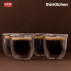 Premium Set of 4 Transparent Double Wall Espresso Cups, 75ml each