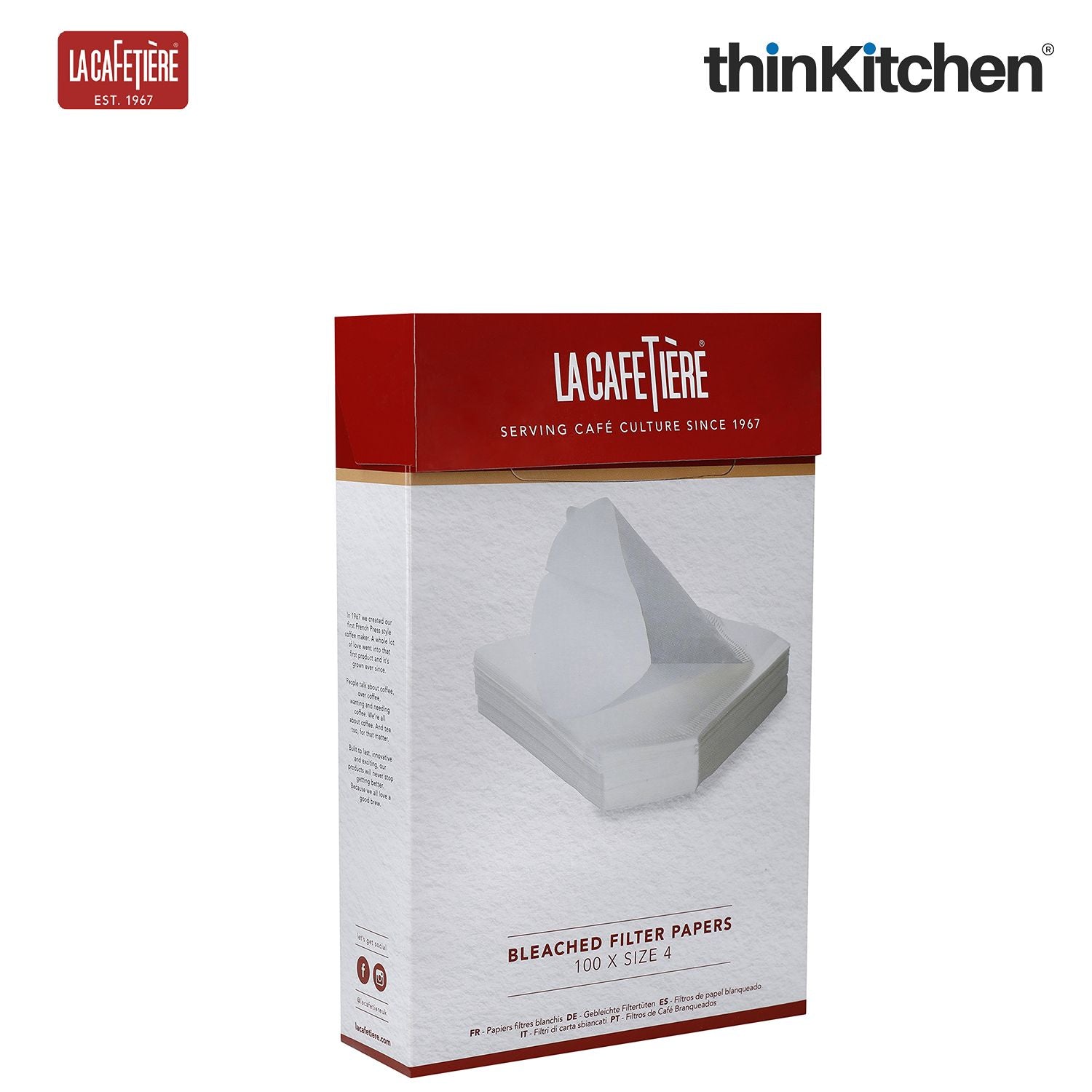 La Cafetiere White Bleached Coffee Filter Papers, 100 Pieces - 4
