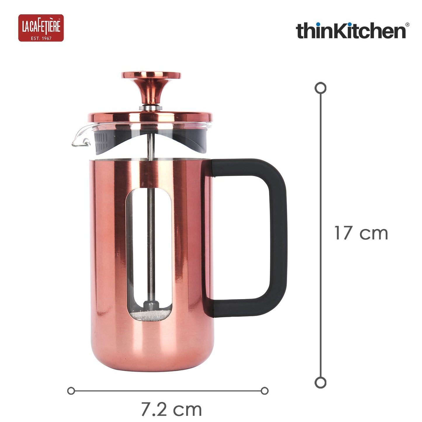 Premium 350ml 3-Cup French Press Coffee Maker, Copper