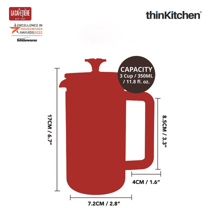 Premium 350ml 3-Cup French Press Coffee Maker, Copper