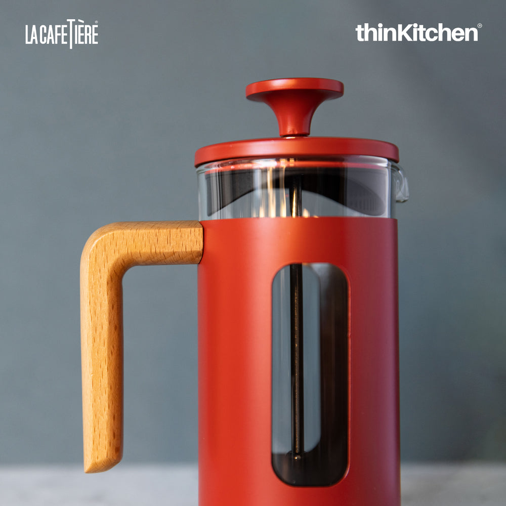 La Cafetière 350ml Premium French Press, 3 Cup Coffee & Tea Maker with Glass Carafe, Red