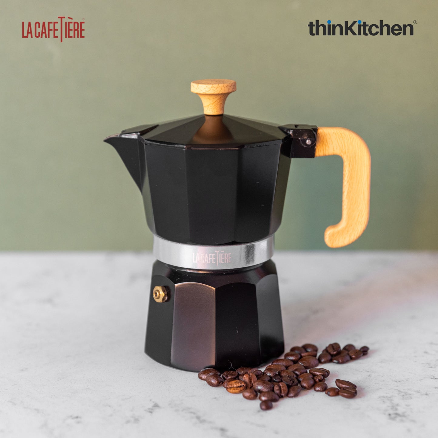 La Cafetiere Venice Aluminium Espresso Maker Three Cup Black