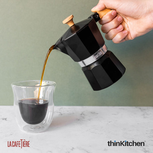 La Cafetiere 150ml Venice Aluminium 3 Cup Espresso Maker, Black