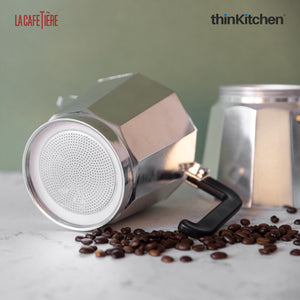 La Cafetière Venice Aluminium Espresso Maker, Three Cup, Silver