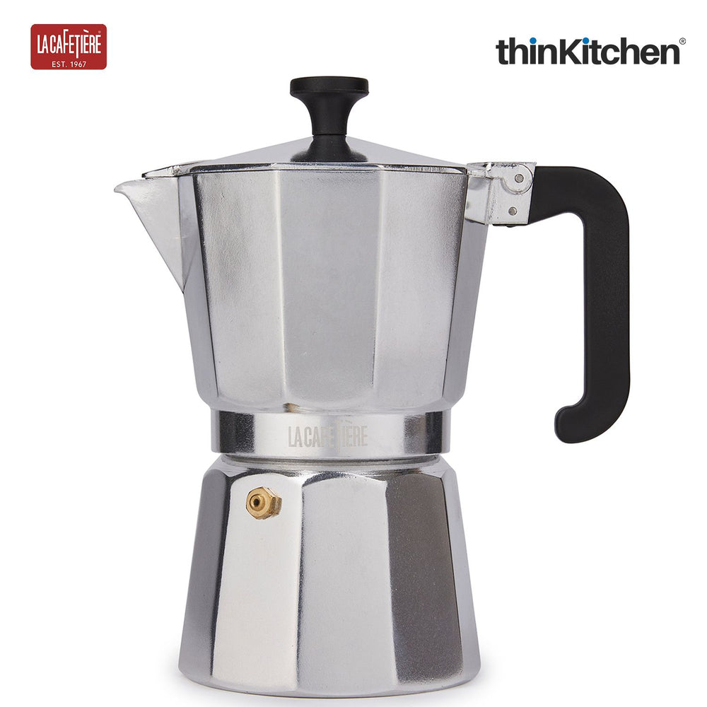 La Cafetière 290ml Premium 6 Cup Moka Pot, Aluminium Stovetop Espresso Coffee Maker