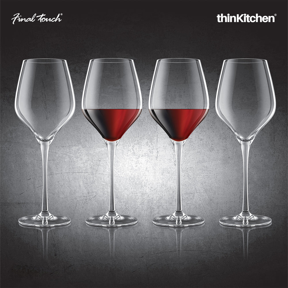 Final Touch 620ml Premium Crystal Red Wine Glasses Set of 4, Stemmed Glassware for Home Bar, Party