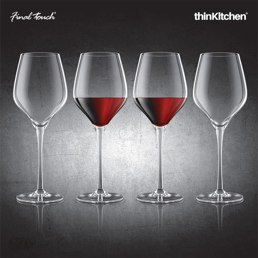 Final Touch Set of 4 Red Wine Lead Free Crystal Glasses, 620ml each