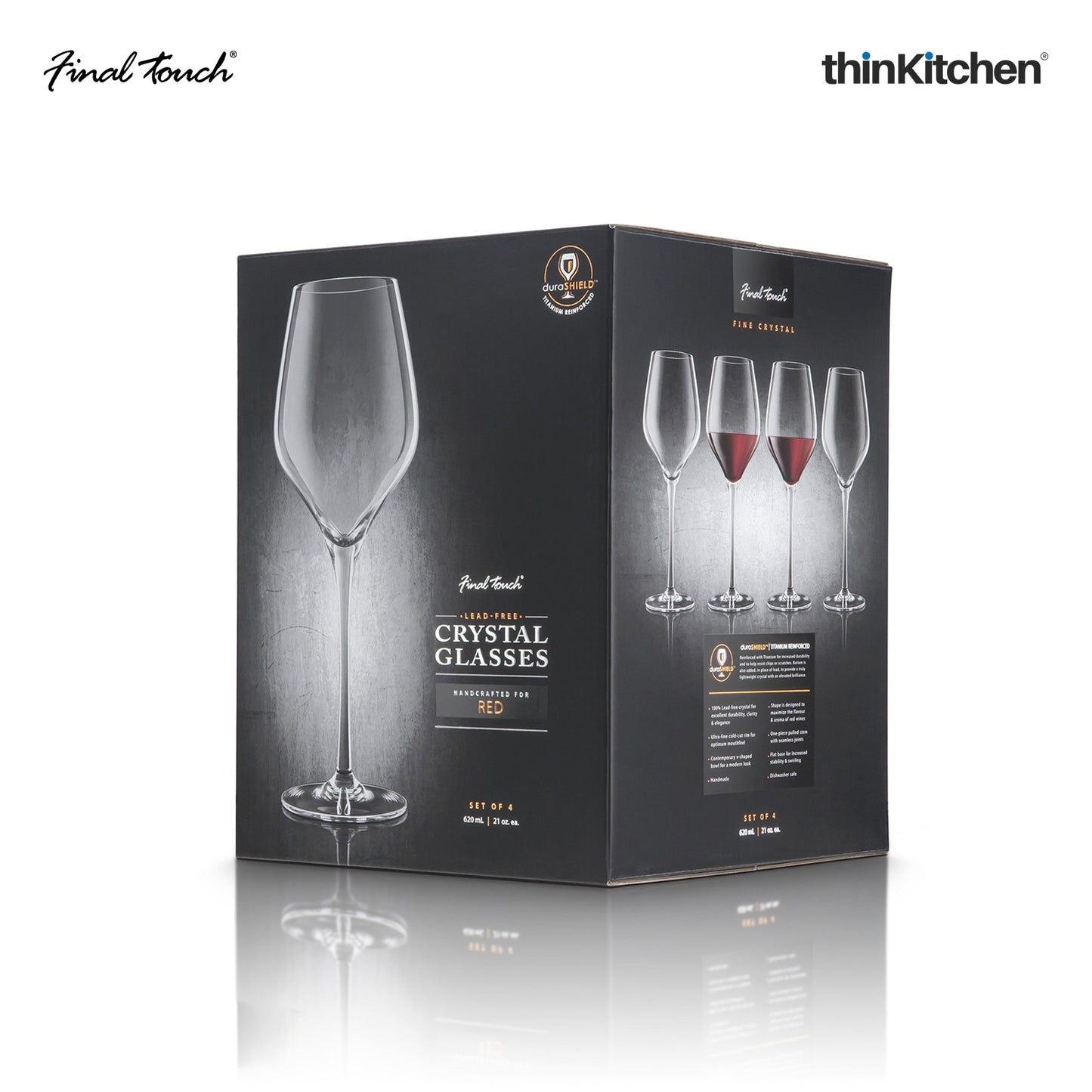 Final Touch Red Wine Lead Free Crystal Glasses Set Of 4