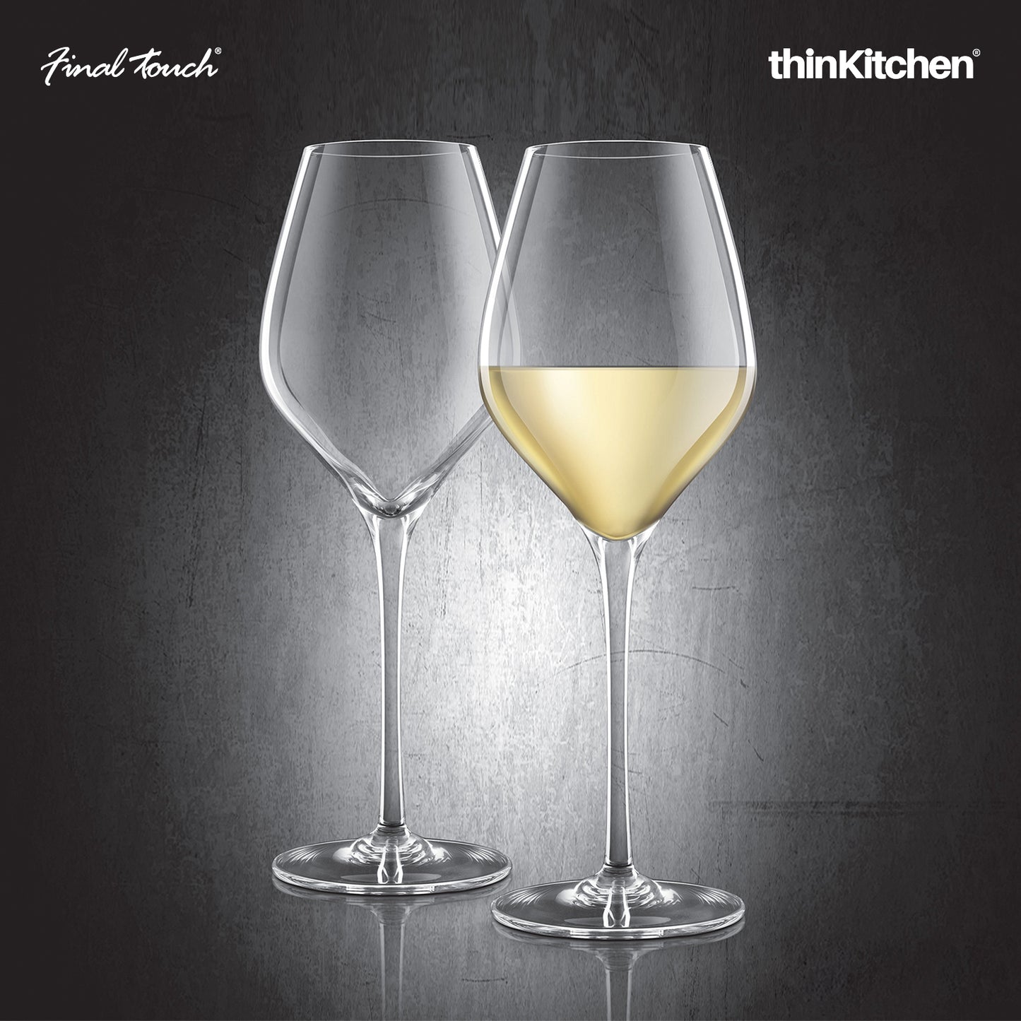 Final Touch White Wine Lead Free Crystal Glasses Set Of 2