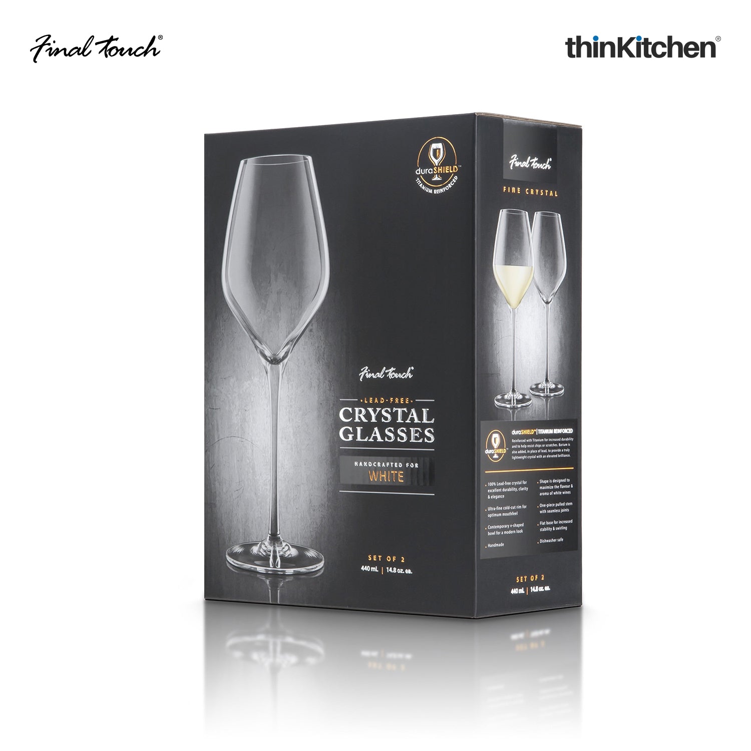 Final Touch White Wine Lead Free Crystal Glasses Set Of 2 - 3