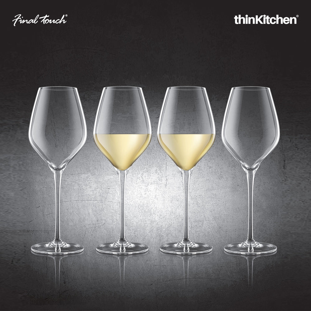 Final Touch 440ml Premium Crystal White Wine Glasses Set of 4, Stemmed Glassware for Home Bar,Party