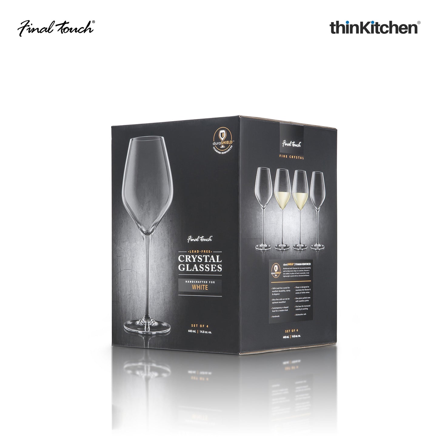 Final Touch White Wine Lead Free Crystal Glasses Set Of 4