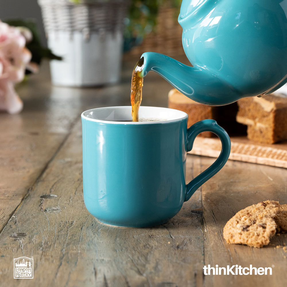 London Pottery Farmhouse 250ml Premium Stoneware Mug for Coffee & Tea -  Aqua Blue