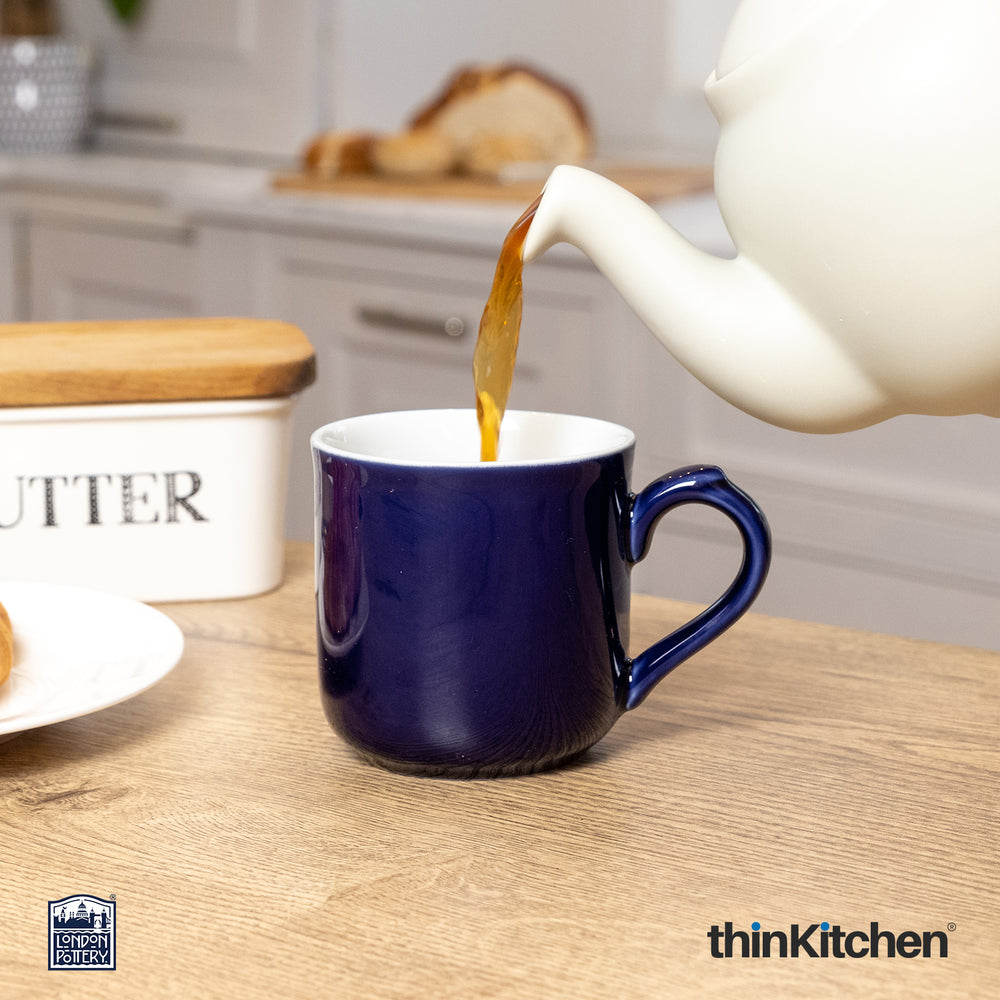 London Pottery Farmhouse 250ml Premium Stoneware Mug for Coffee & Tea -  Cobalt Blue