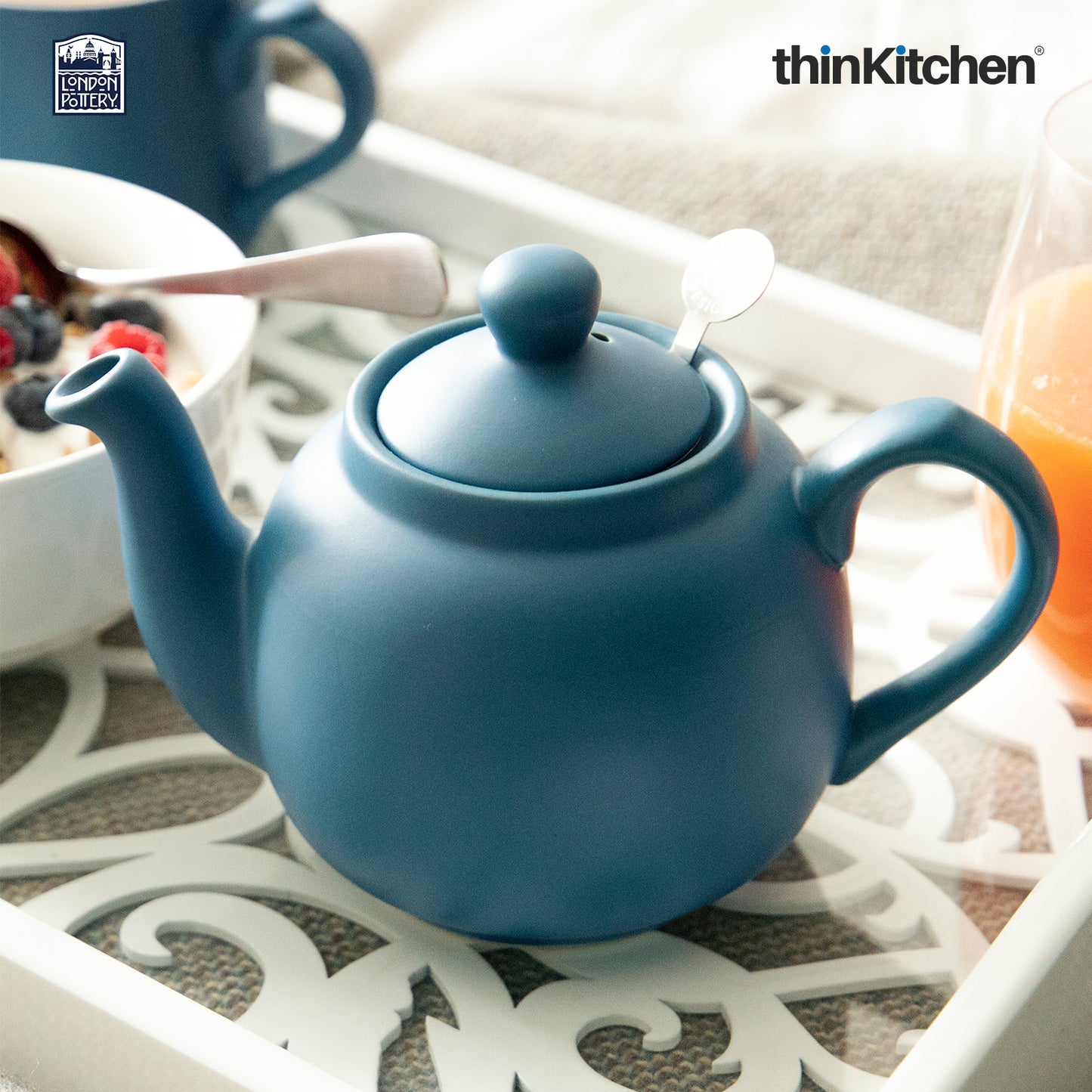 London Pottery Farmhouse Teapot Nordic Blue Four Cup 1200ml