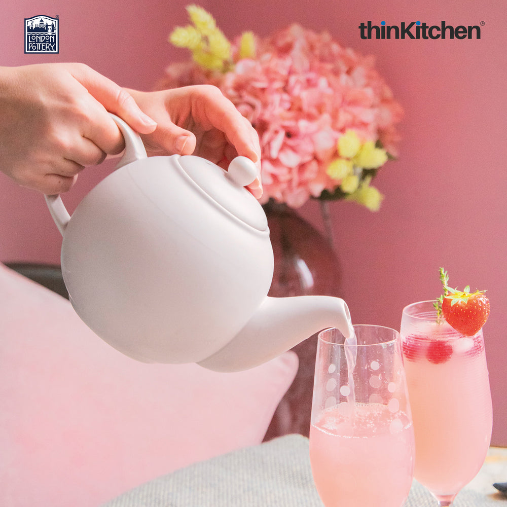 London Pottery Farmhouse 900ml Premium Ceramic Teapot with Infuser -  Nordic Pink