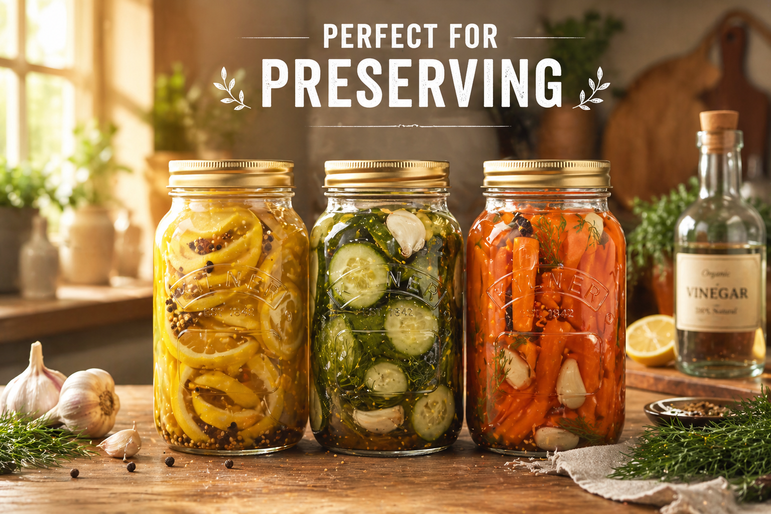 Kilner 1 Litre Leakproof Premium Preserve Glass Jar with Screw Lid, Ideal for Storing and Preserving - 2