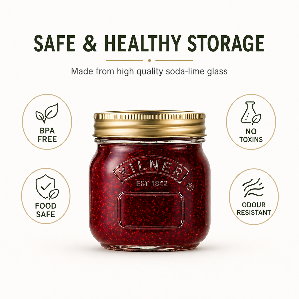Kilner Premium 250ml Airtight Small Glass Preserving Jar with Screw Lid for Storing and Preserving - 3