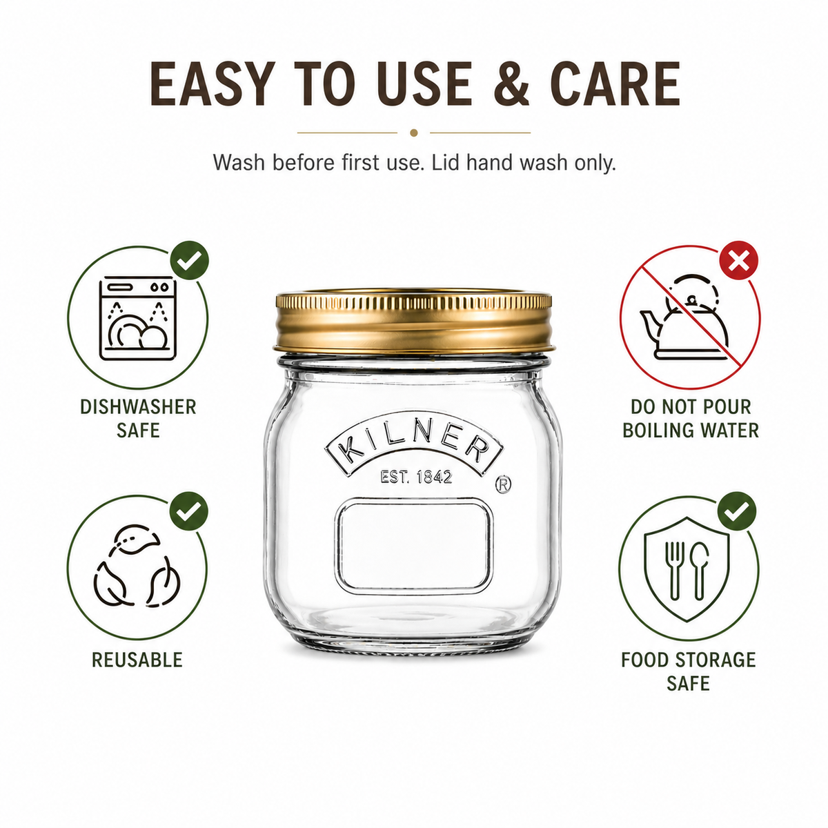 Kilner Premium 250ml Airtight Small Glass Preserving Jar with Screw Lid for Storing and Preserving