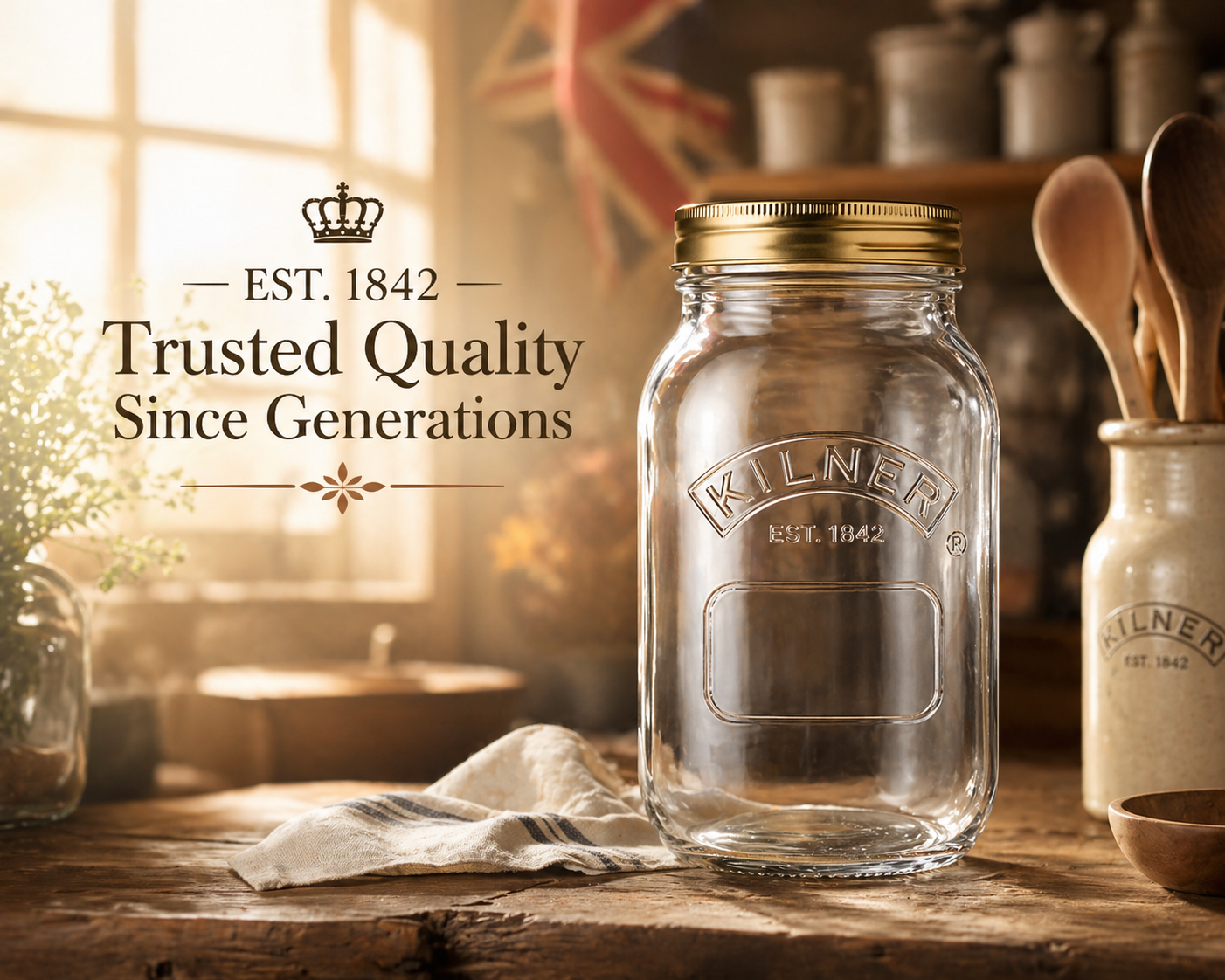 Kilner 1 Litre Leakproof Premium Preserve Glass Jar with Screw Lid, Ideal for Storing and Preserving