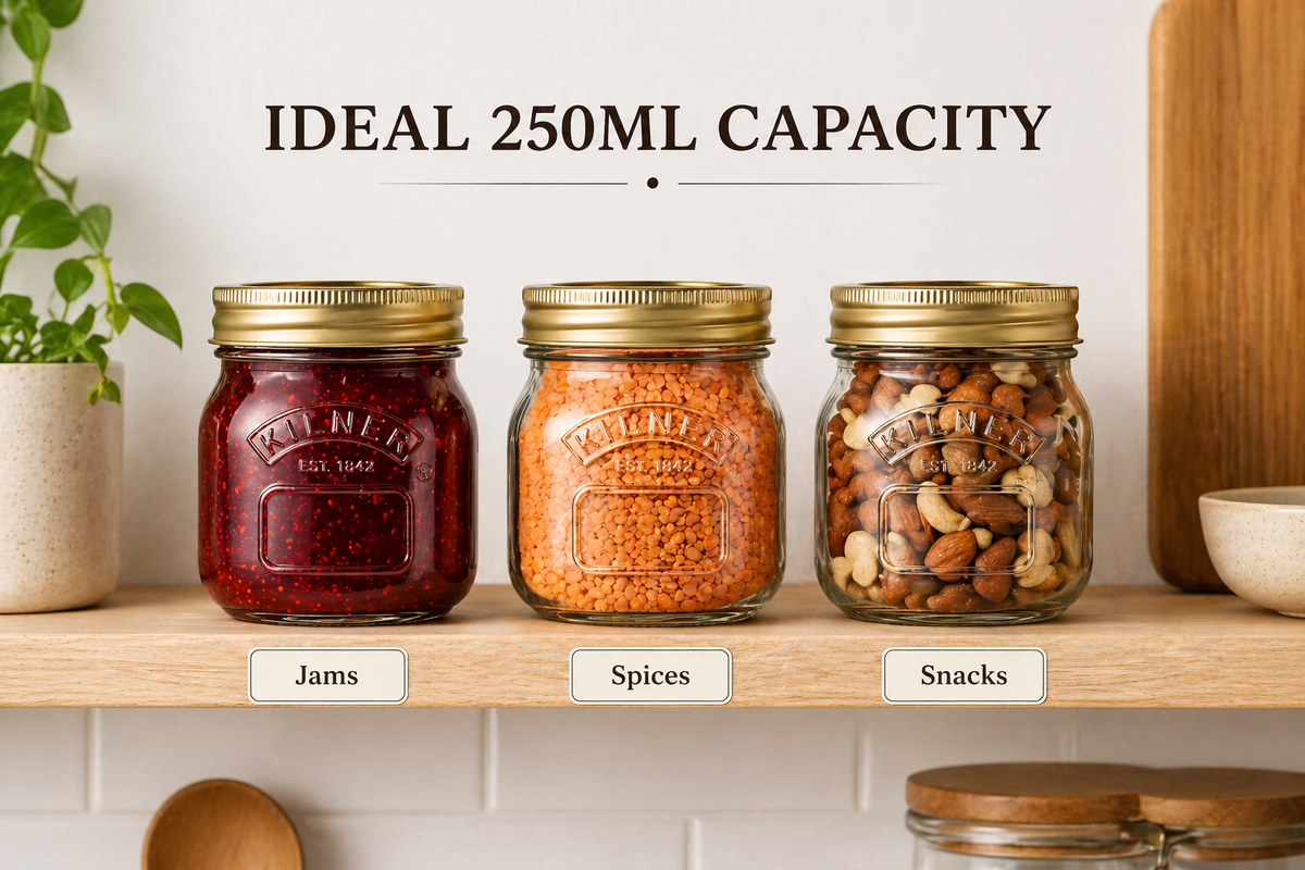 Kilner Premium 250ml Airtight Small Glass Preserving Jar with Screw Lid for Storing and Preserving - 5