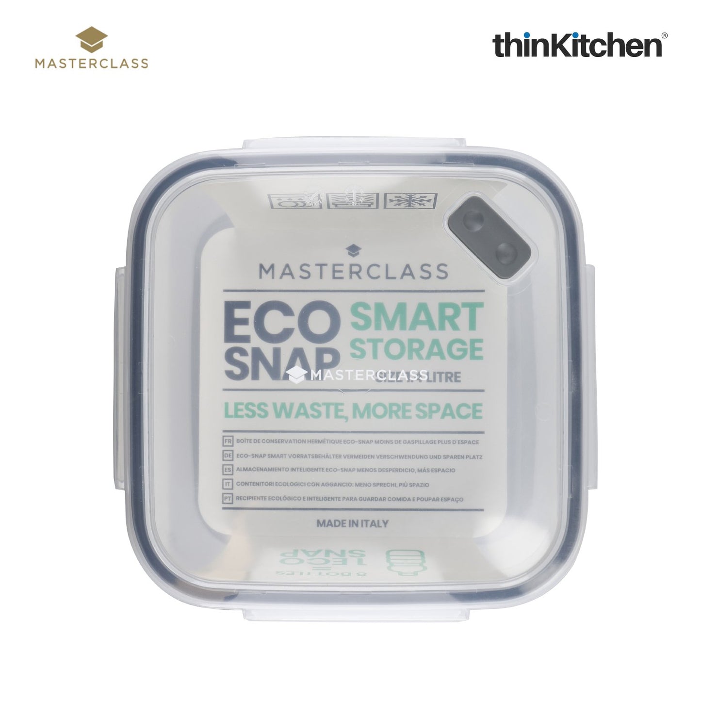 Masterclass Recycled Eco Snap Food Storage Container Square 1400ml