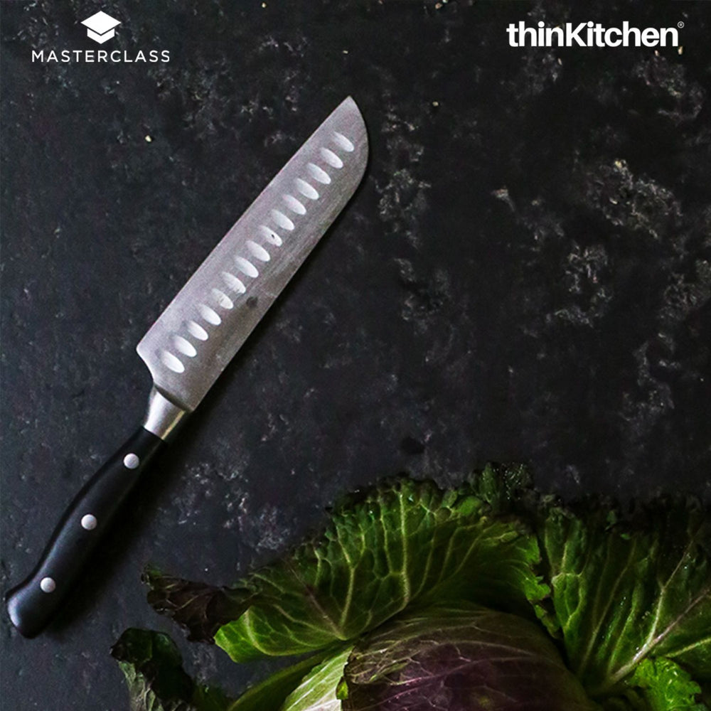 MasterClass Edgekeeper Stainless Steel Self-Sharpening Premium Santoku Knife, 12cm (5"), Clam Packed