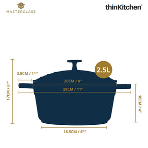 MasterClass Sky Blue Casserole Dish, 2.5 litre