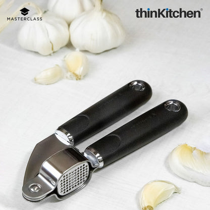 MasterClass Stainless Steel Garlic Press With Soft Grip Handle, 17.5cm