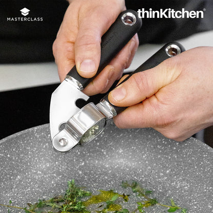 MasterClass Stainless Steel Garlic Press With Soft Grip Handle, 17.5cm