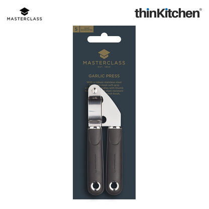 MasterClass Stainless Steel Garlic Press With Soft Grip Handle, 17.5cm