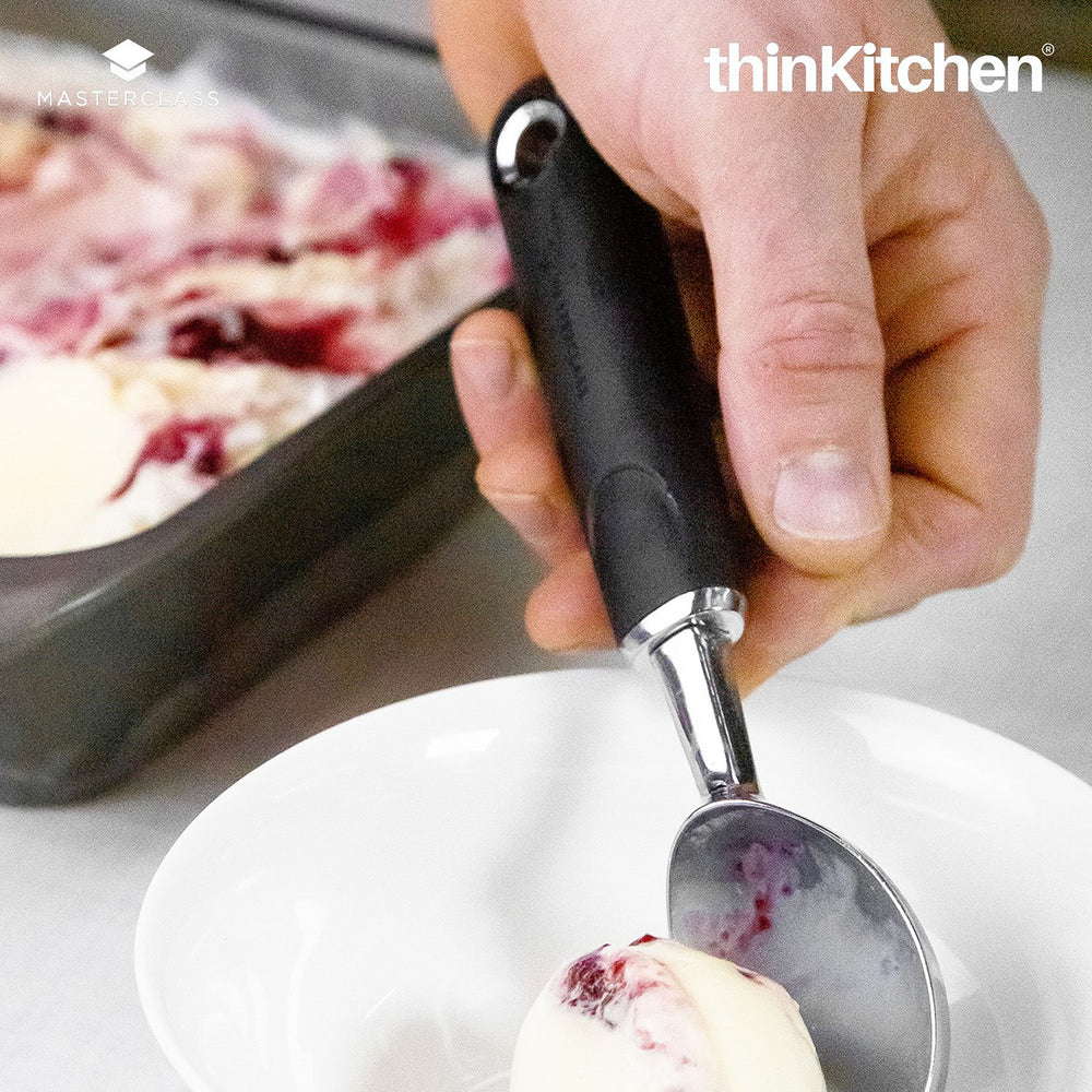 MasterClass 7.9" Premium Stainless Steel Ice Scoop with Soft Grip Handle , Gelato Scooper