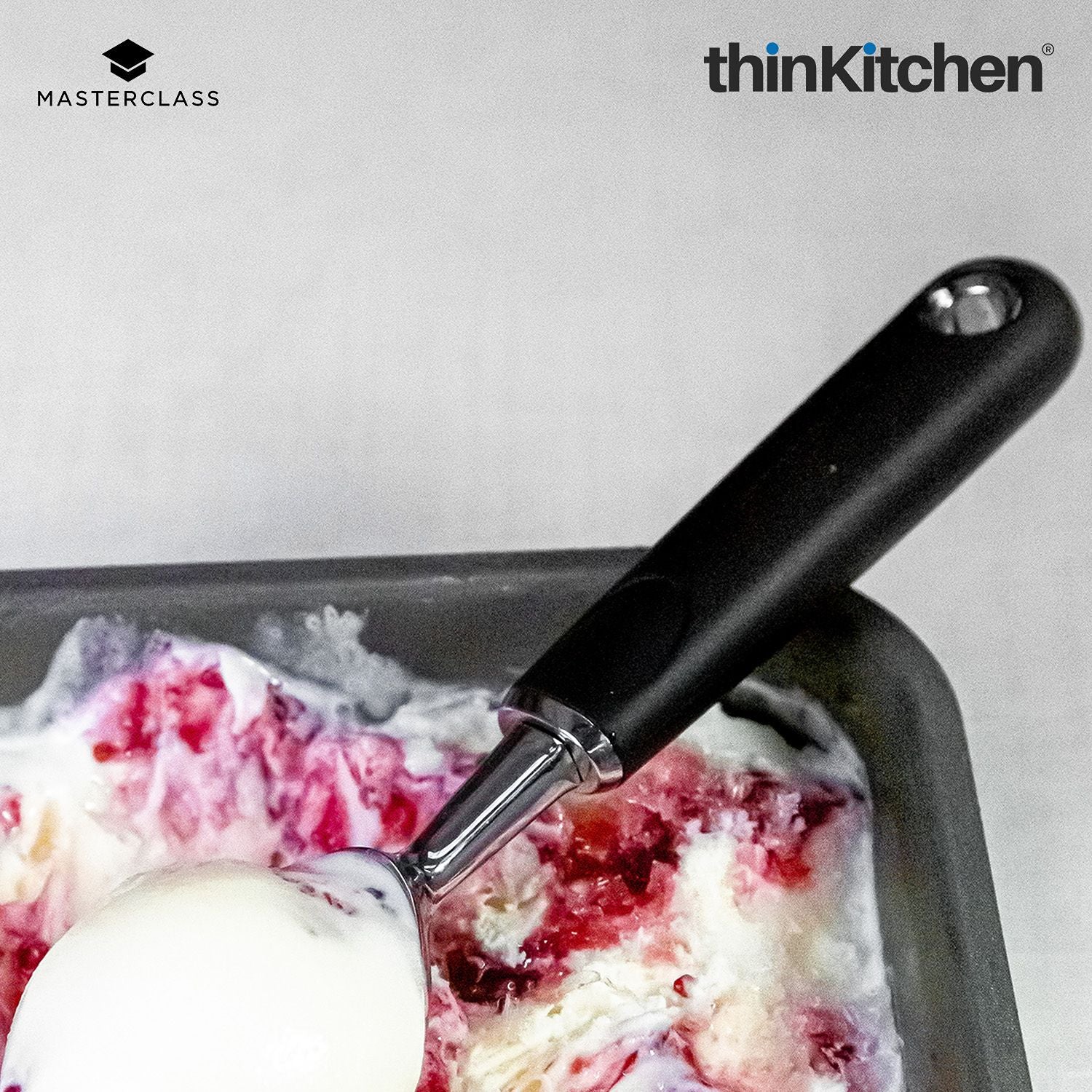 Premium Black Stainless Steel Soft Grip Ice Cream Scoop - 3