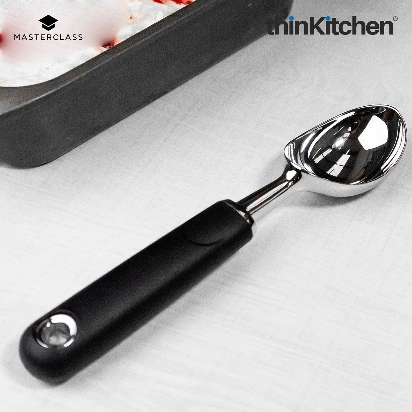 Premium Black Stainless Steel Soft Grip Ice Cream Scoop