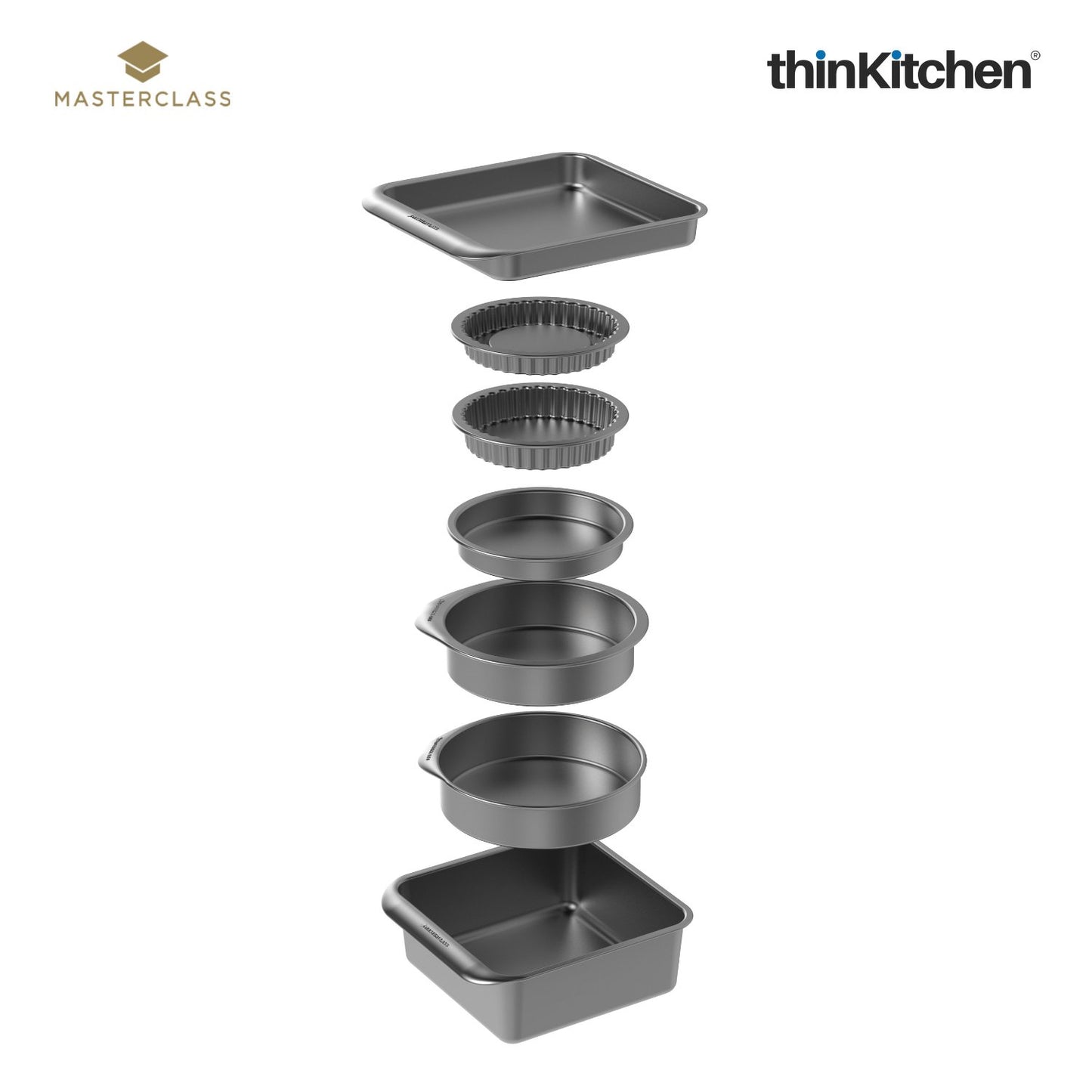 Masterclass Smart Space Stacking 7 Pc Non Stick Roasting Baking Pastry Set