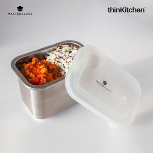MasterClass All-in-One Dinner-For-One-Sized Stainless Steel Food Storage Container/Dish with Lid, 1 Litre