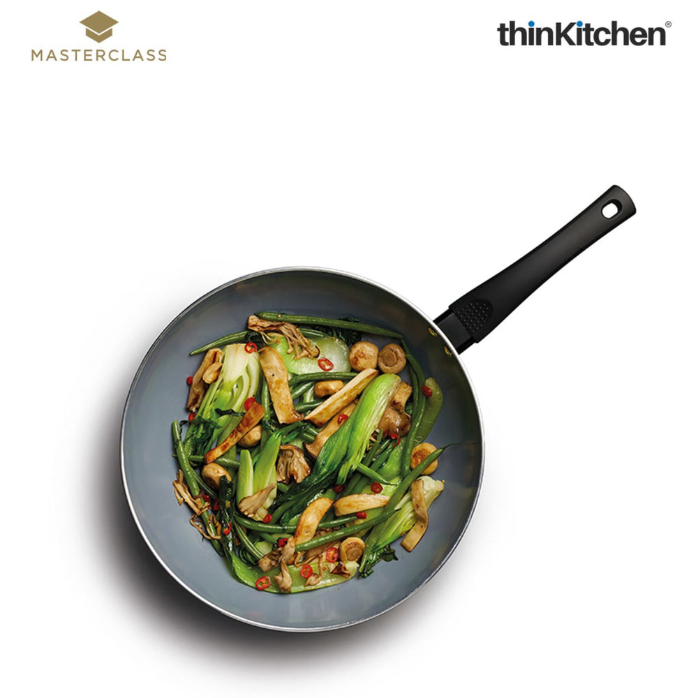 MasterClass 11.8" Non-Stick Premium Carbon Steel Wok Pan, Chemical-Free Coating, Heavy-Duty Aluminium with Stainless Iron Base