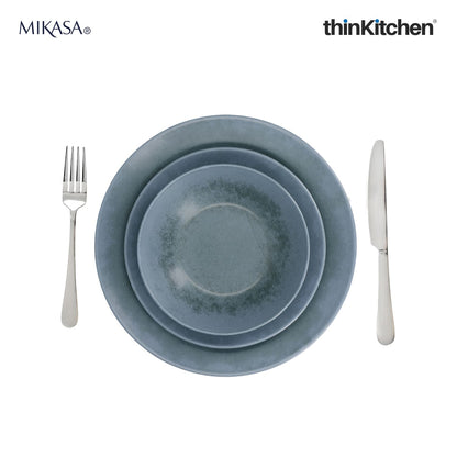 Mikasa Reactive Blue Twelve Piece Stoneware Dinnerware Set, Gift Boxed