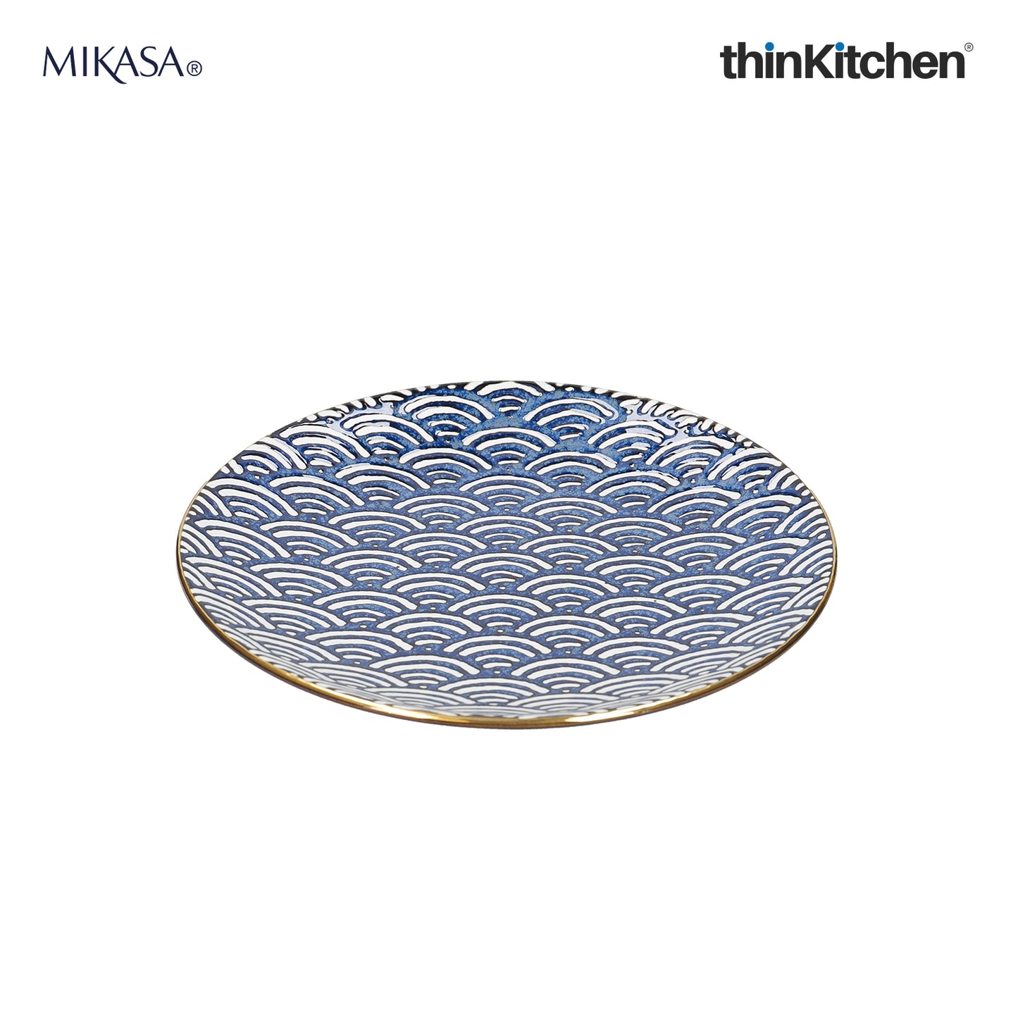 Mikasa Satori Porcelain Seigaiha Wave Side Plate, 22cm