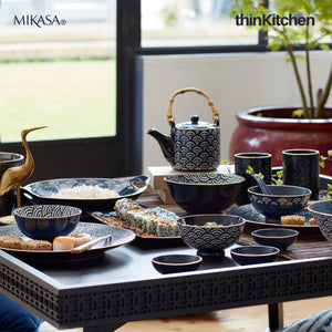 Mikasa Satori Porcelain Seigaiha Wave Side Plate, 22cm