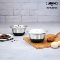 Culinex Premium Heavy-Duty 304 Stainless Steel Anti-Skid Mixing Bowl for Cakes, Dough, Eggs - 1pc (2400 ml) |Cooking, Prep, Mixing| By thinKitchen