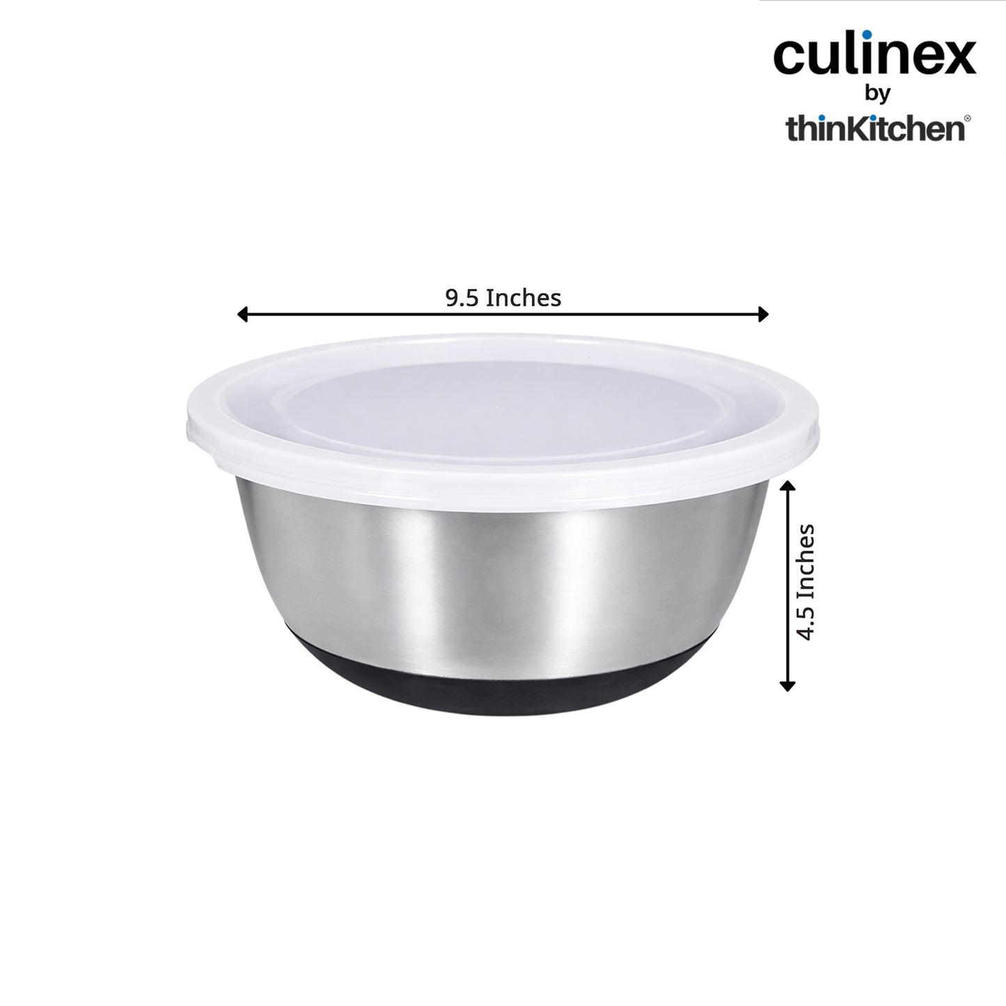 Culinex by thinKitchen Heavy-Duty 304 Stainless Steel Anti-Skid Mixing Bowl for Cakes, Dough, Eggs - 1pc (2400 ml) |Cooking, Prep, Mixing| By thinKitchen