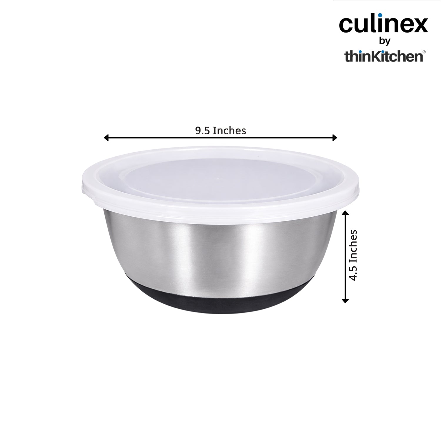 Culinex by thinKitchen Heavy-Duty 304 Stainless Steel Anti-Skid Mixing Bowl for Cakes, Dough, Eggs - 1pc (2400 ml) |Cooking, Prep, Mixing| By thinKitchen - 3