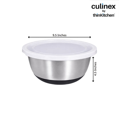 Culinex by thinKitchen Heavy-Duty 304 Stainless Steel Anti-Skid Mixing Bowl for Cakes, Dough, Eggs - 1pc (2400 ml) |Cooking, Prep, Mixing| By thinKitchen