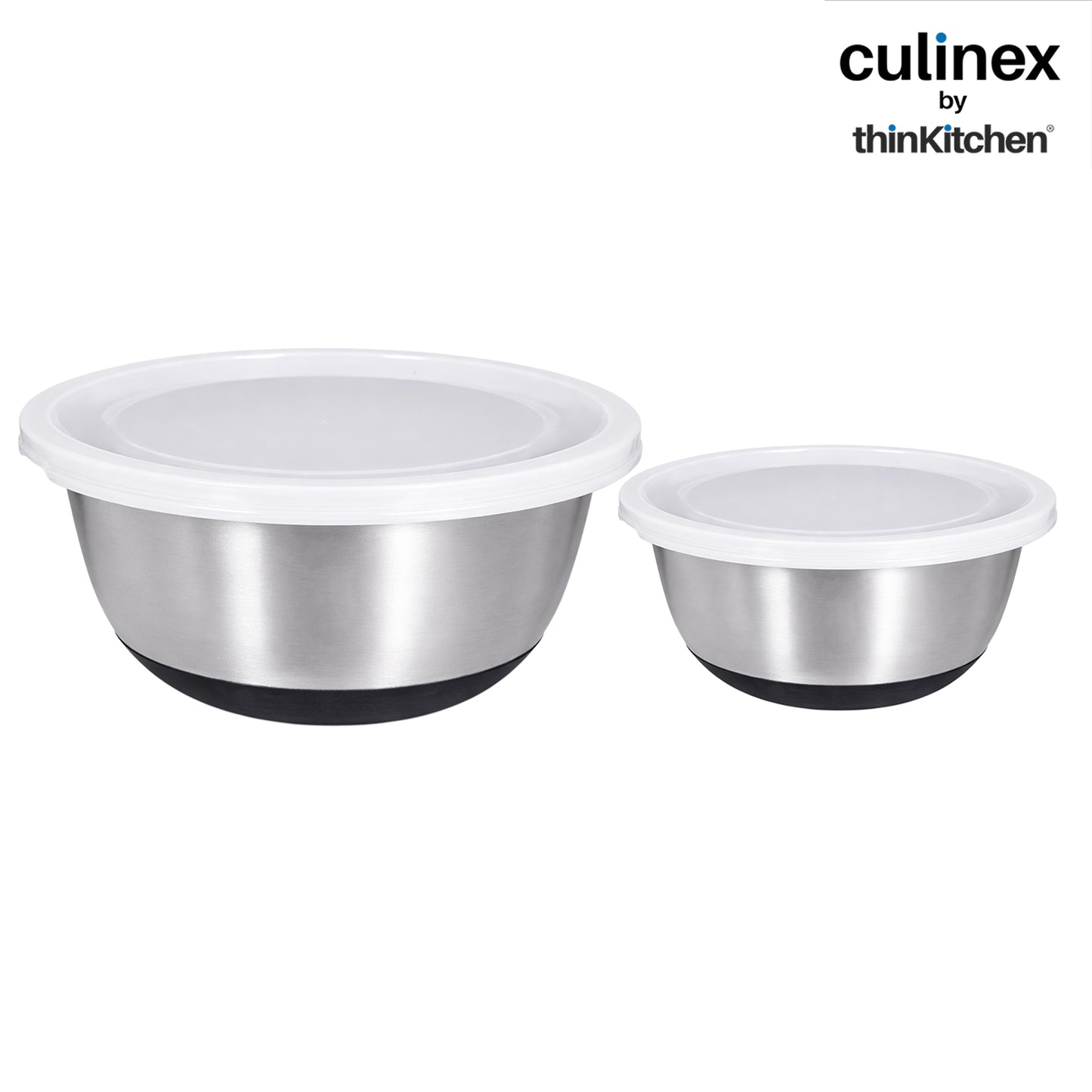 Culinex by thinKitchen Heavy-Duty 304 Stainless Steel Anti-Skid Mixing Bowl for Cakes, Dough, Eggs - Set of 2 (2400 & 3800 ml) |Cooking, Prep, Mixing |By thinKitchen