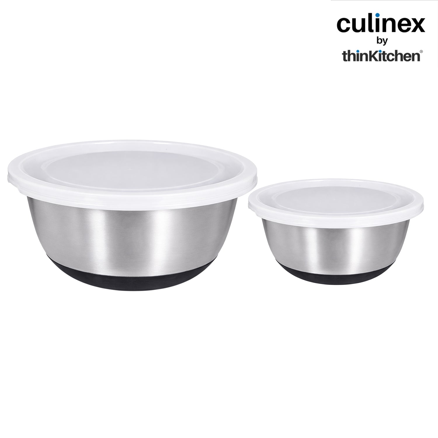 Culinex by thinKitchen Heavy-Duty 304 Stainless Steel Anti-Skid Mixing Bowl for Cakes, Dough, Eggs - Set of 2 (2400 & 3800 ml) |Cooking, Prep, Mixing |By thinKitchen - 1