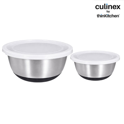 Culinex Heavy-Duty 304 Stainless Steel Anti-Skid Premium Multipurpose Mixing Bowl for Cakes, Dough, Eggs - Set of 2 (2400 & 3800 ml) By thinKitchen