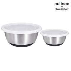 Culinex by thinKitchen Heavy-Duty 304 Stainless Steel Anti-Skid Mixing Bowl for Cakes, Dough, Eggs - Set of 2 (2400 & 3800 ml) |Cooking, Prep, Mixing |By thinKitchen