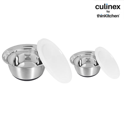 Culinex by thinKitchen Heavy-Duty 304 Stainless Steel Anti-Skid Mixing Bowl for Cakes, Dough, Eggs - Set of 2 (2400 & 3800 ml) |Cooking, Prep, Mixing |By thinKitchen