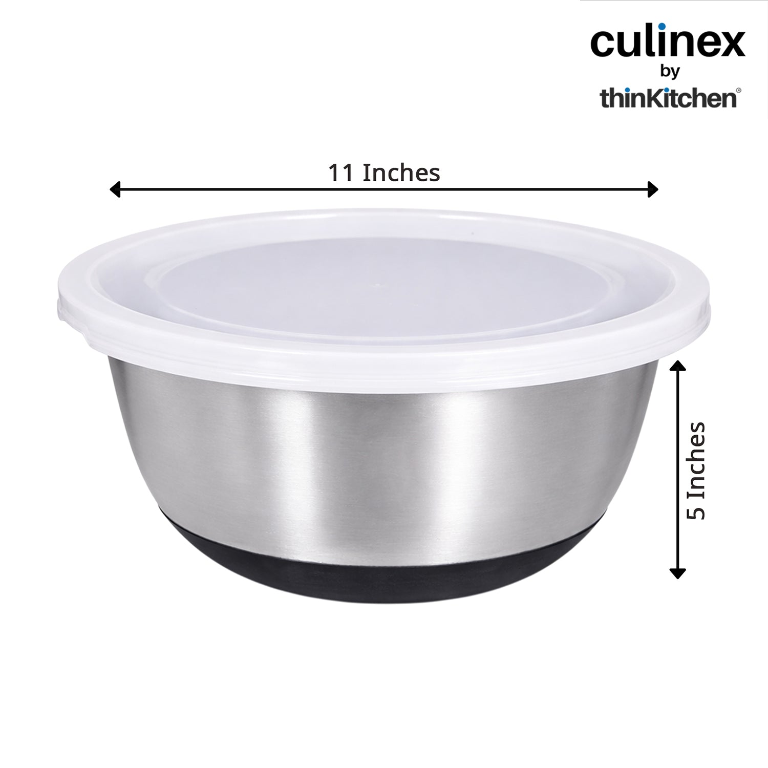 Culinex by thinKitchen Heavy-Duty 304 Stainless Steel Anti-Skid Mixing Bowl for Cakes, Dough, Eggs - 1pc (3800 ml) | Cooking, Prep, Mixing|By thinKitchen - 2